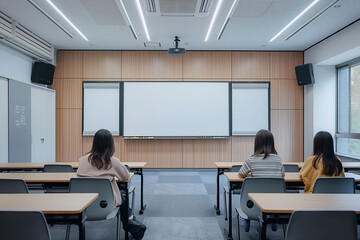 Modern classroom interior design at the school. The auditorium at the university. Lecture room.