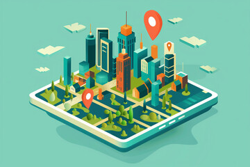 Simple full height and width background image for mapping ERP software homepage, flat design. Generative AI tools