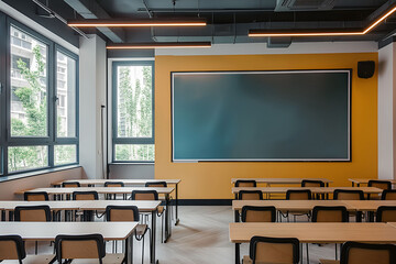 Modern classroom interior design at the school. The auditorium at the university. Lecture room.