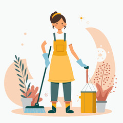 Fototapeta premium Cleaning. Professions, sticker, icon, art, vector, ai generative 