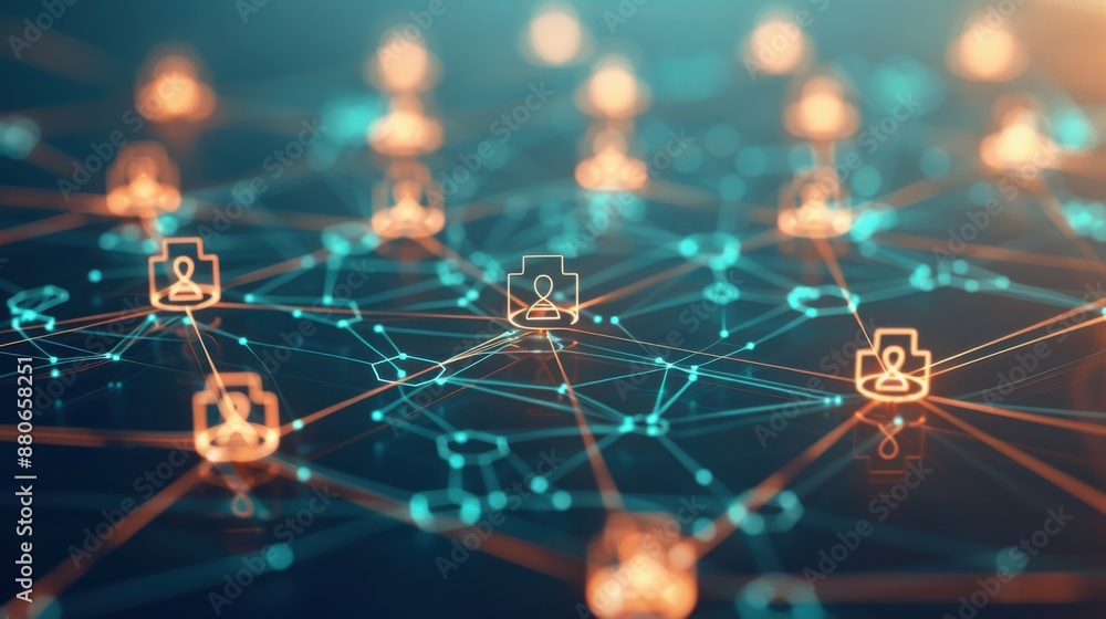 Poster distributed web with secure node connections, resilient and interconnected.