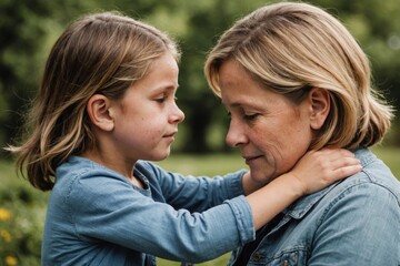 Fototapeta premium Mother comforting her child