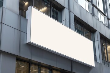 Building exterior signboard banner for product placement, Acrylic rectangular sign mockup
