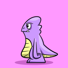 Sad Cartoon Monster Illustration Side View