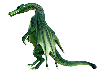 3D Rendering Fairy Tale Dragon on White