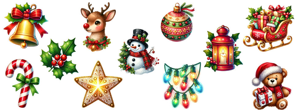 Festive christmas clipart collection. Cute christmas elements