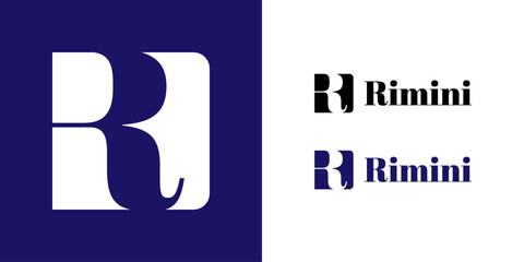 R symbol logo design. Vector easy to edit logo for elegant visual identity and branding project. 