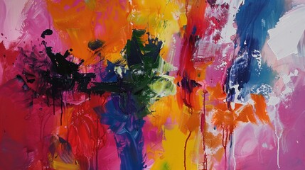 Bursting Emotions - Abstract Painting with Vibrant and Bold Colors