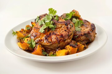 Tasty Braised Pork Chops with Sofrito and Yautia
