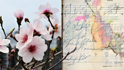 Fototapeta premium Pink flowers plant beautiful with diary wallpaper