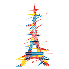 Minimalist vector quality design, graphic that is a summer Olympic games PARIS, on a white background Generative Ai
