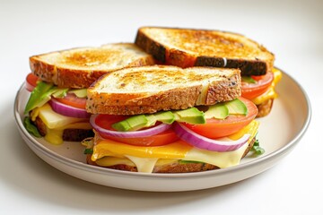 Irresistible Gourmet Grilled Cheese with Avocado and Tomato on Country Bread