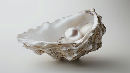 Generate a high-quality image of a pearl in an oyster shell