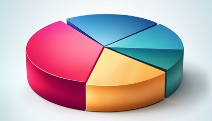 Fototapeta premium 3D pie chart on white background with business graph elements3D pie chart on white background with business graph elements