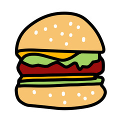 Cartoon simple image of a burger. Vector illustration.