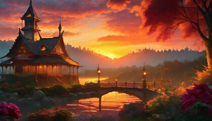 sunset in the mountains