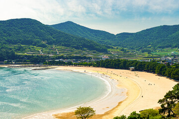 A beautiful beach with fine silver sand.