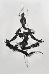 A black and white sketch of a yoga pose