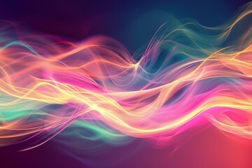 Naklejka premium Vibrant abstract design with colorful light waves and flowing patterns evoking a sense of movement and energy. Generated AI