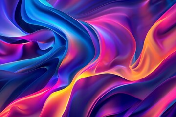 Obraz premium Abstract image featuring multicolored fluid shapes in vibrant shades of blue, pink, purple, and yellow. Generated AI