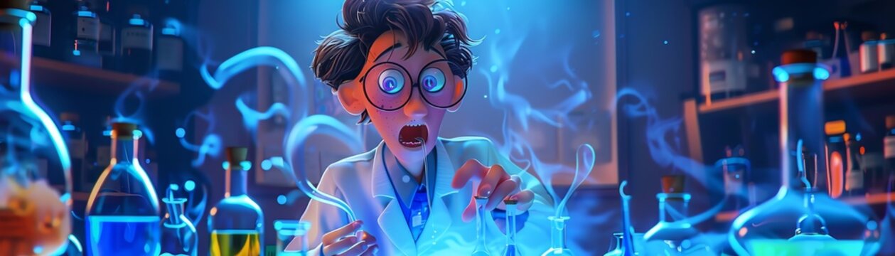 A mad scientist is conducting a dangerous experiment in his laboratory