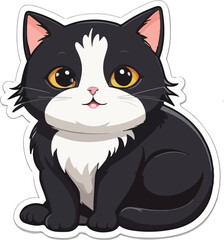 Cat cute Sticker and logo illustration