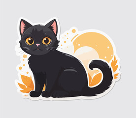 Cat cute Sticker and logo illustration