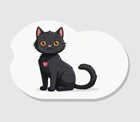 Cat cute Sticker and logo illustration