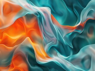 Obraz premium mesmerizing 4k abstract wallpaper featuring fluid shapes and textures vibrant teal and orange hues blend and contrast creating a dynamic contemporary design with depth and movement