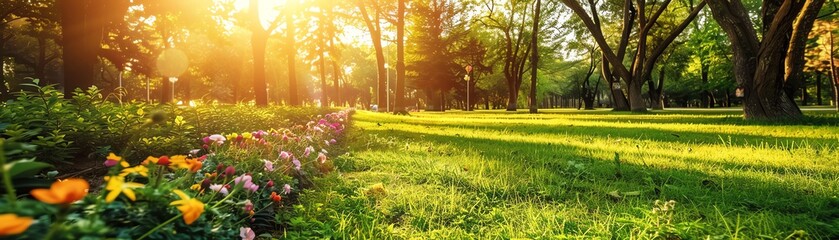 A beautiful summer day in the park. The sun is shining, the birds are singing, and the flowers are blooming. The perfect day to relax and enjoy the outdoors.