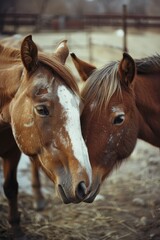 Naklejka premium Two horses court each other during the mating season
