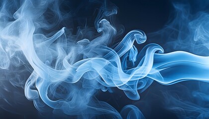 ethereal, blue smoke, dark background, abstract, wisps, flowing, mystical, vapor, surreal, dreamlike, tranquility, cool tones, swirling, artistic, texture, pattern, motion, serene, soft, light, atmosp