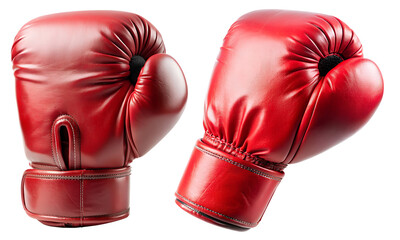 Set with red boxing gloves on a transparent background. Sports and leisure concept.