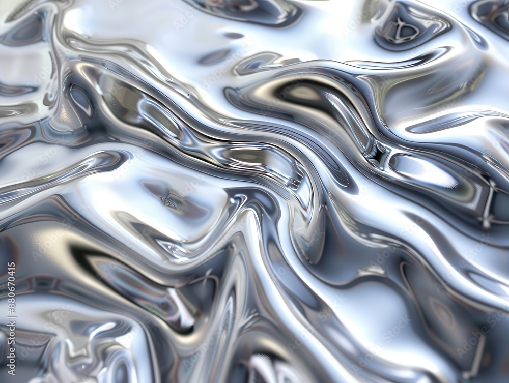 Aufkleber mesmerizing silver liquid metal surface with dynamic ripples and shimmers hyperrealistic 3d renderin