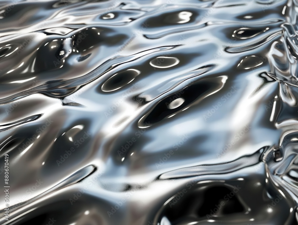 Aufkleber mesmerizing silver liquid metal surface with dynamic ripples and shimmers hyperrealistic 3d renderin