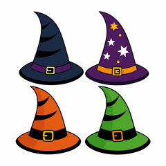 Halloween Hat Set Vector Illustration