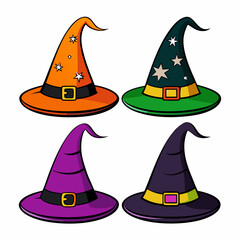 Halloween Hat Set Vector Illustration