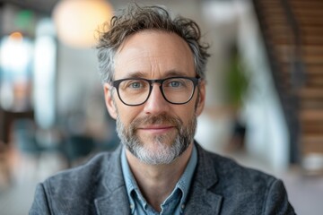 Confident Middle-Aged Man in Glasses - Professional Portrait for Business Website
