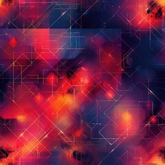 Obraz premium Abstract red and blue geometric seamless pattern.