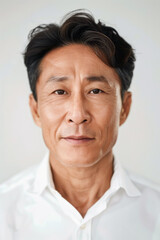 Korean man in his 50s undergoing a face-lifting procedure in a clinic
