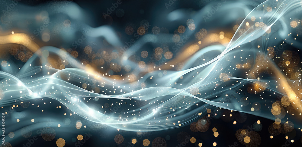 Poster abstract expression of data flow with light streaks. generative ai.
