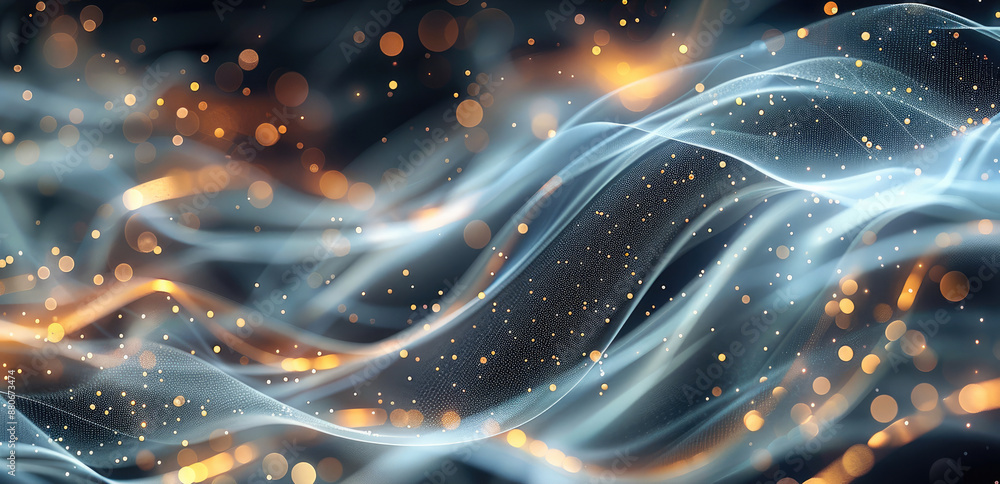 Poster abstract expression of data flow with light streaks. generative ai.