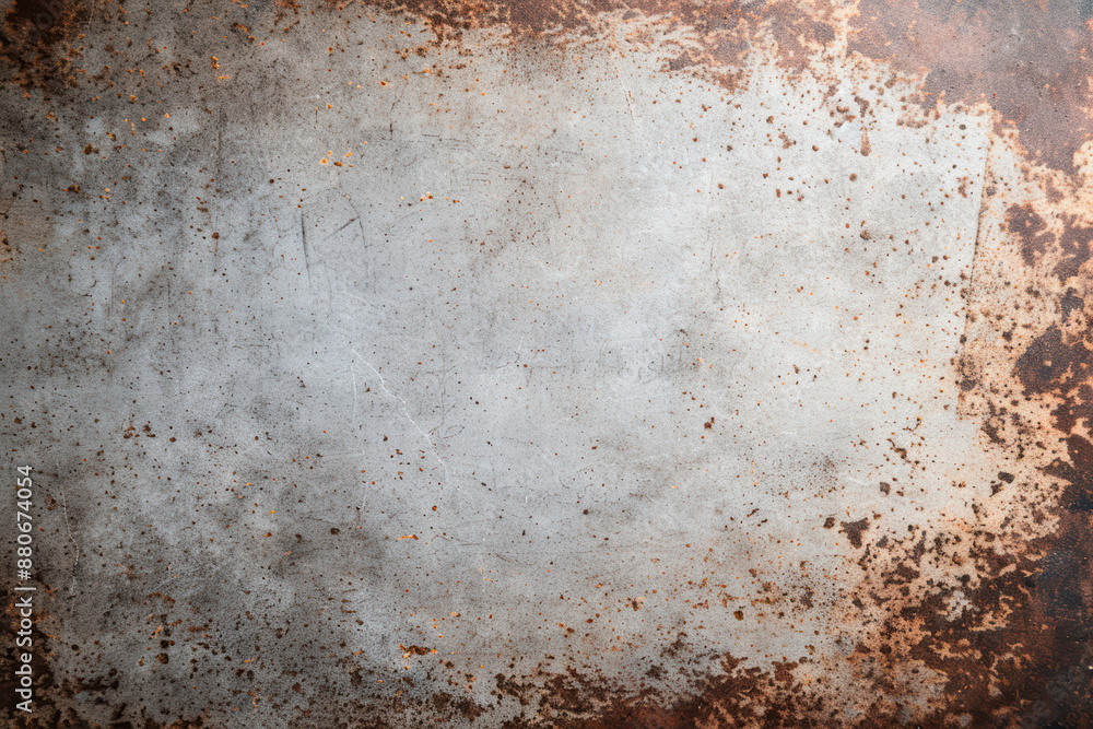 Poster rusted metal texture with worn and weathered surface, showcasing a blend of metallic hues and rustic
