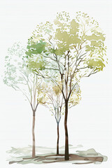 Obraz premium A watercolor drawing of some trees