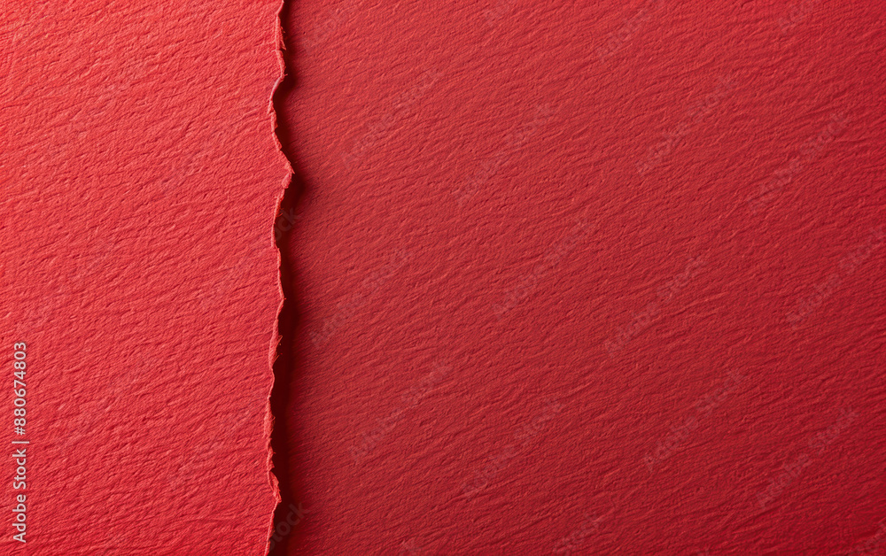 Poster close-up of red textured paper with a torn edge, perfect for background or design concepts in creati