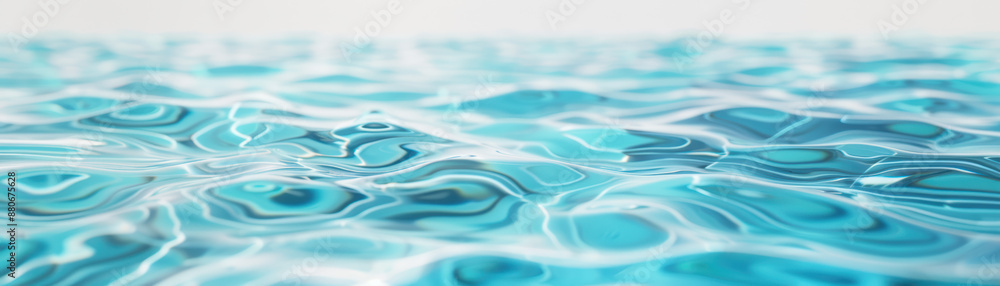 Poster abstract close-up of tranquil turquoise water surface with intricate ripples reflecting light. calm 
