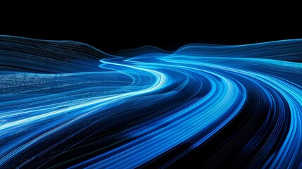 High speed motion curve lines with light neon effect.