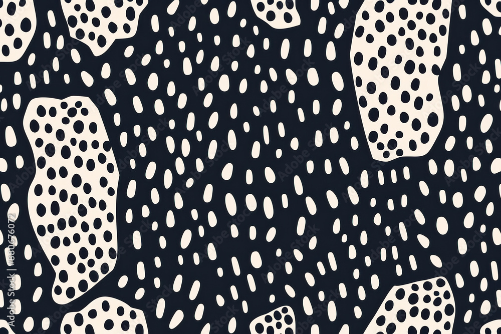 Poster monochrome abstract pattern with irregular dots and shapes in black and white. perfect for textile, 