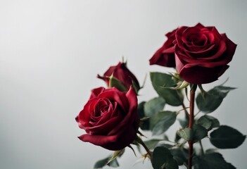 Obraz premium dark beautiful blossom roses rose white red three aroma olated flower background bloom