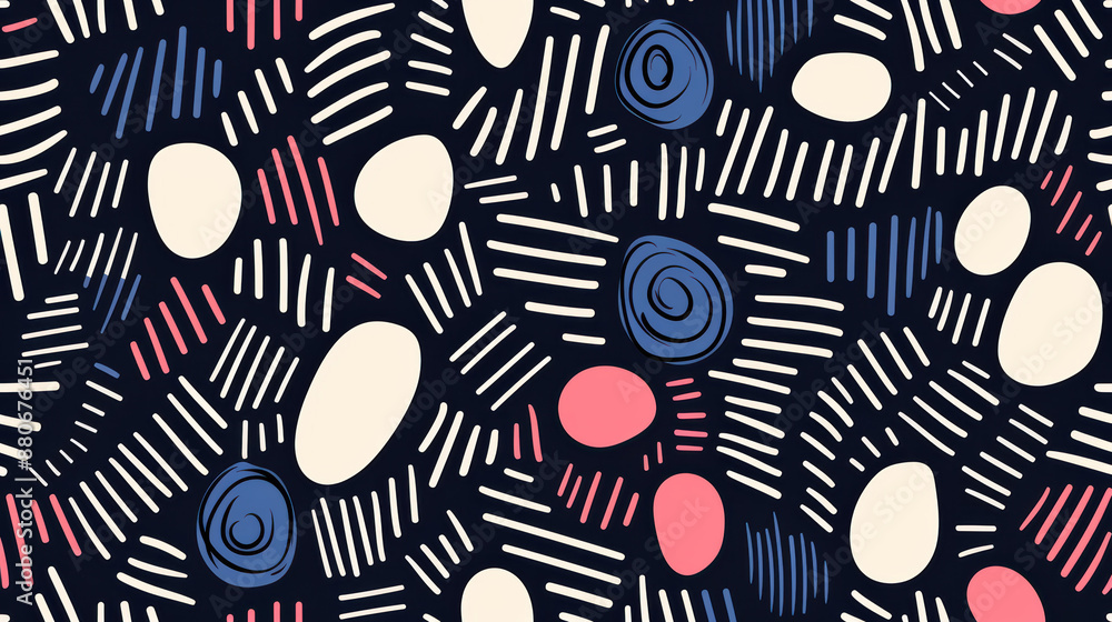 Poster abstract geometric pattern with colorful shapes and lines on a dark background, perfect for modern a